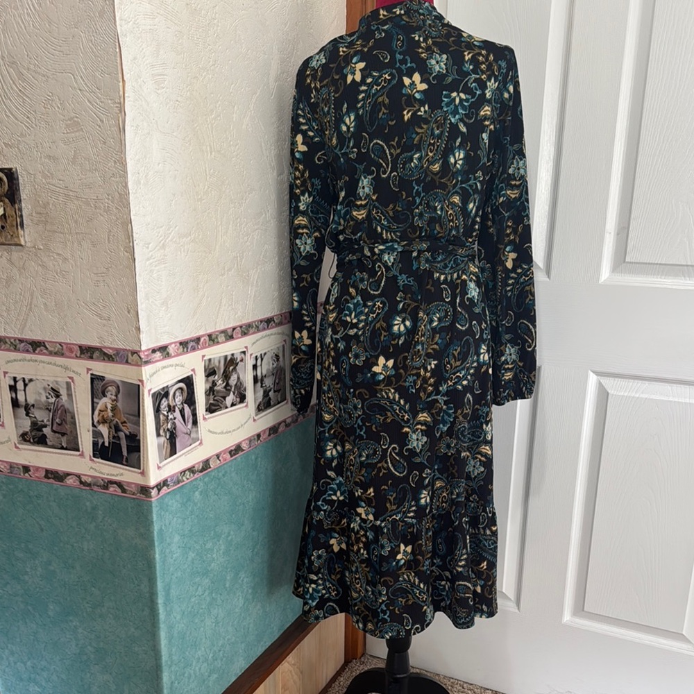 Emma & Michele Blue Long Sleeve Wrap Dress - Picture 5 of 7